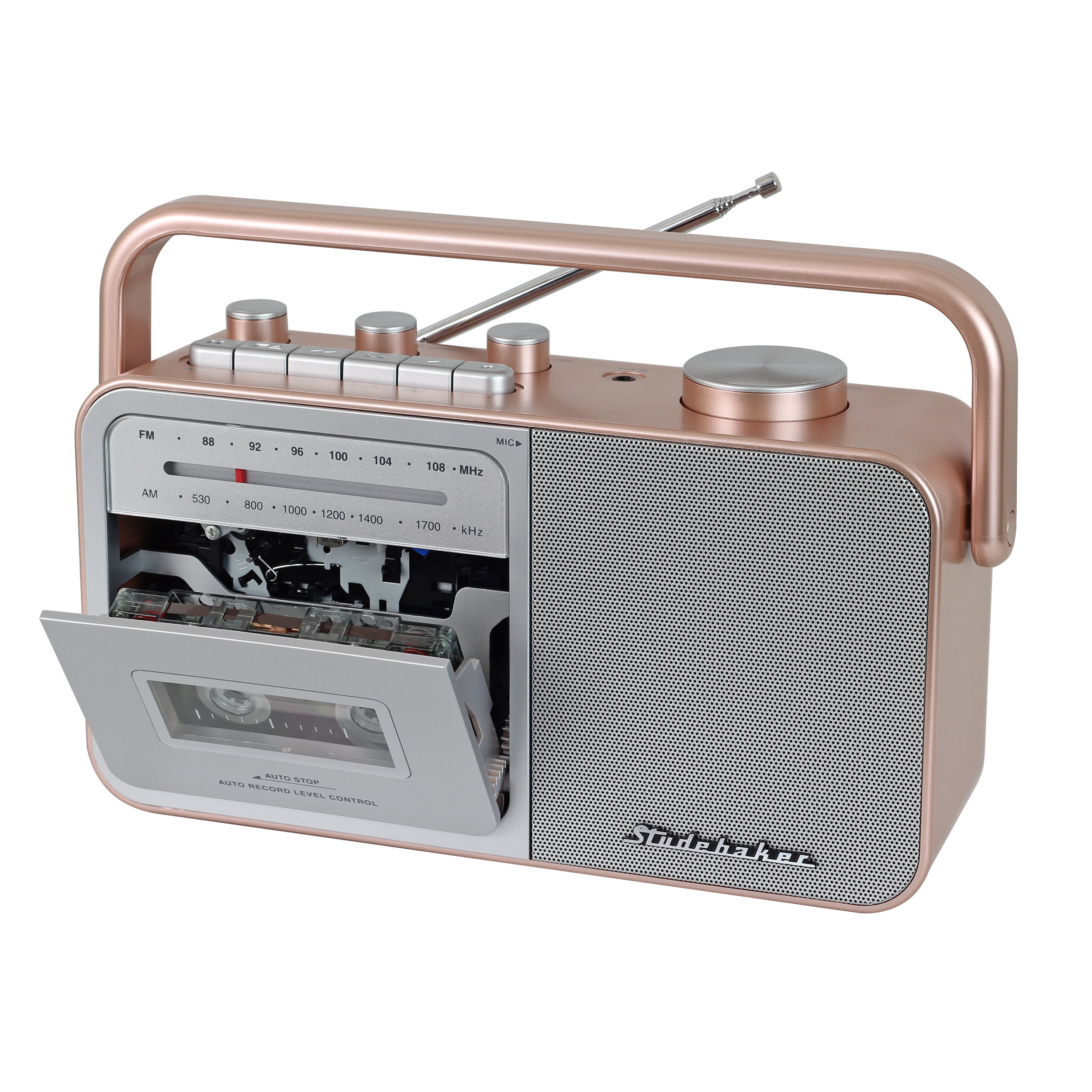 Studebaker Portable Cassette Player Recorder With AM FM Radio Cream